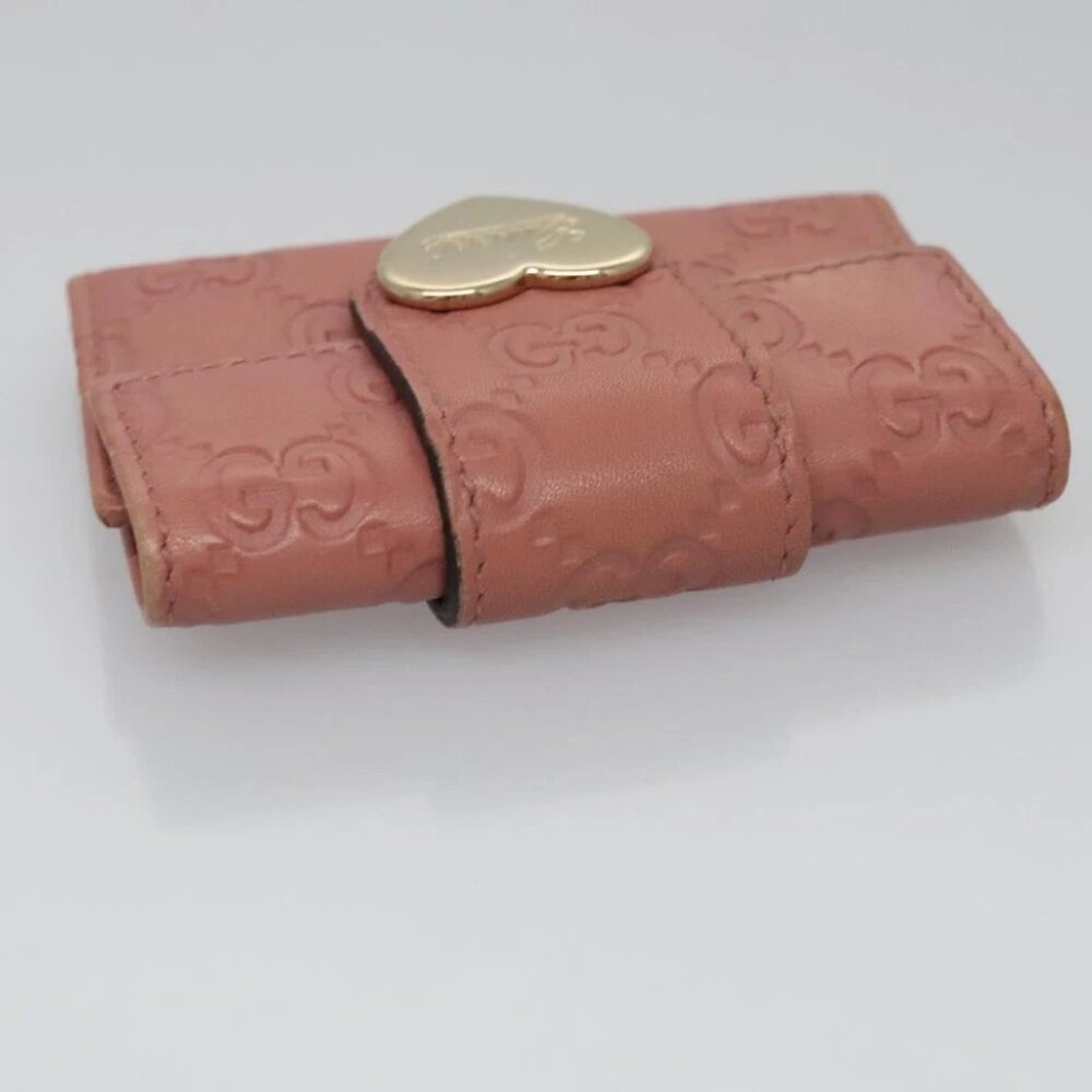 GUCCI GG Canvas Guccissima Key Case Leather Pink 203551 Auth am7751 - Picture 12 of 14